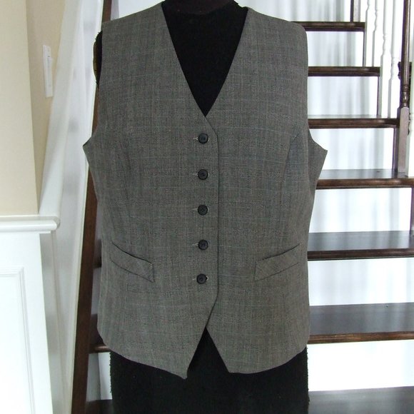 Laura Women Suit Vest Plaid Fully Lined Single Breasted V Neck 16 - Picture 1 of 5